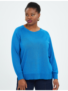 Pull bleu fin en lurex