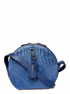 Sac rond en cuir denim