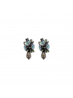 Boucles fleurs gris bleu