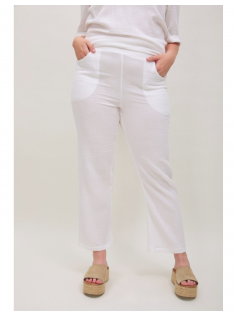 Pantalon blanc en coton gaufré