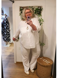 Chemise blanche en lin mélangé