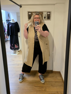 Long gilet sans manches camel