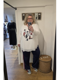 Tunique crème bleu bordeaux