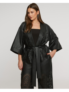 Kimono en eco cuir noir