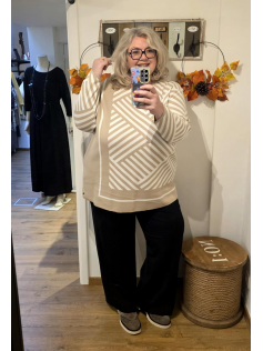 Pull ligné beige et écru