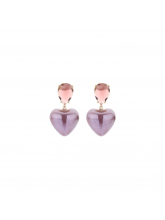 Boucles coeur perlé rose