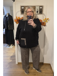 Sweat noir pied de poule