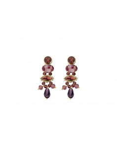 Boucles en strass prune