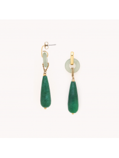 Boucles longues agate verte