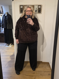 Sweat à paillettes brun...