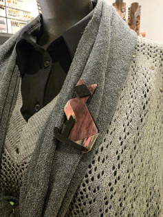 Broche chat rose mauve