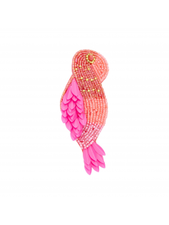 Broche perroquet rose