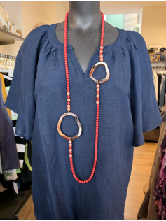 Sautoir rouge orange