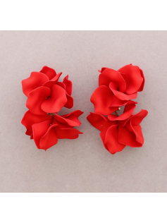 Boucles fleurs rouges