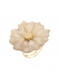 Bague fleur beige