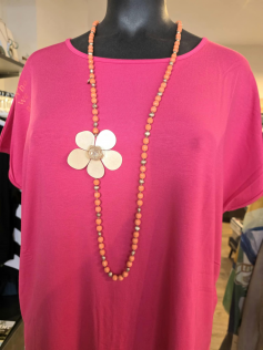 Sautoir fleur orange