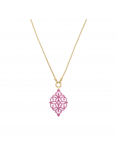 Collier médaillon rose