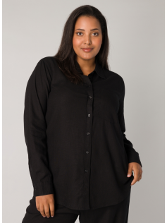 Chemise noire en lin mélangé