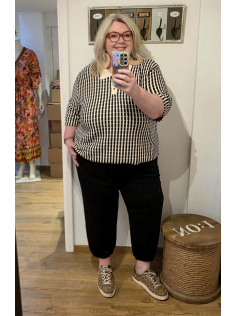 Polo en tricot noir et écru