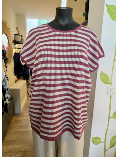 Blouse framboise lignée