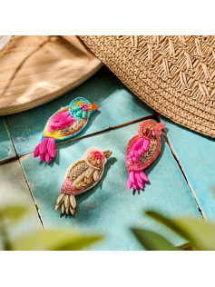 Broche oiseau turquoise