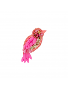Broche oiseau rose