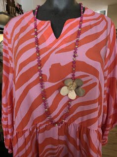 Sautoir fleur fuchsia