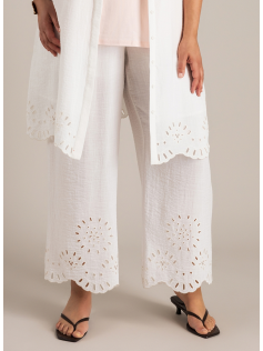 Pantalon blanc brodé