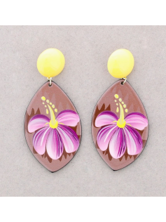 Boucles en résine rose jaune
