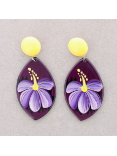 Boucles en résine mauve jaune