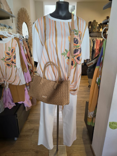 Sac tressé camel