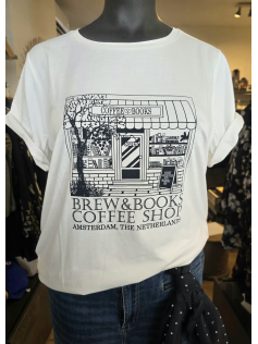 Tee-shirt coffee shop blanc