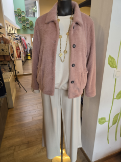 Gilet veste rose poudré
